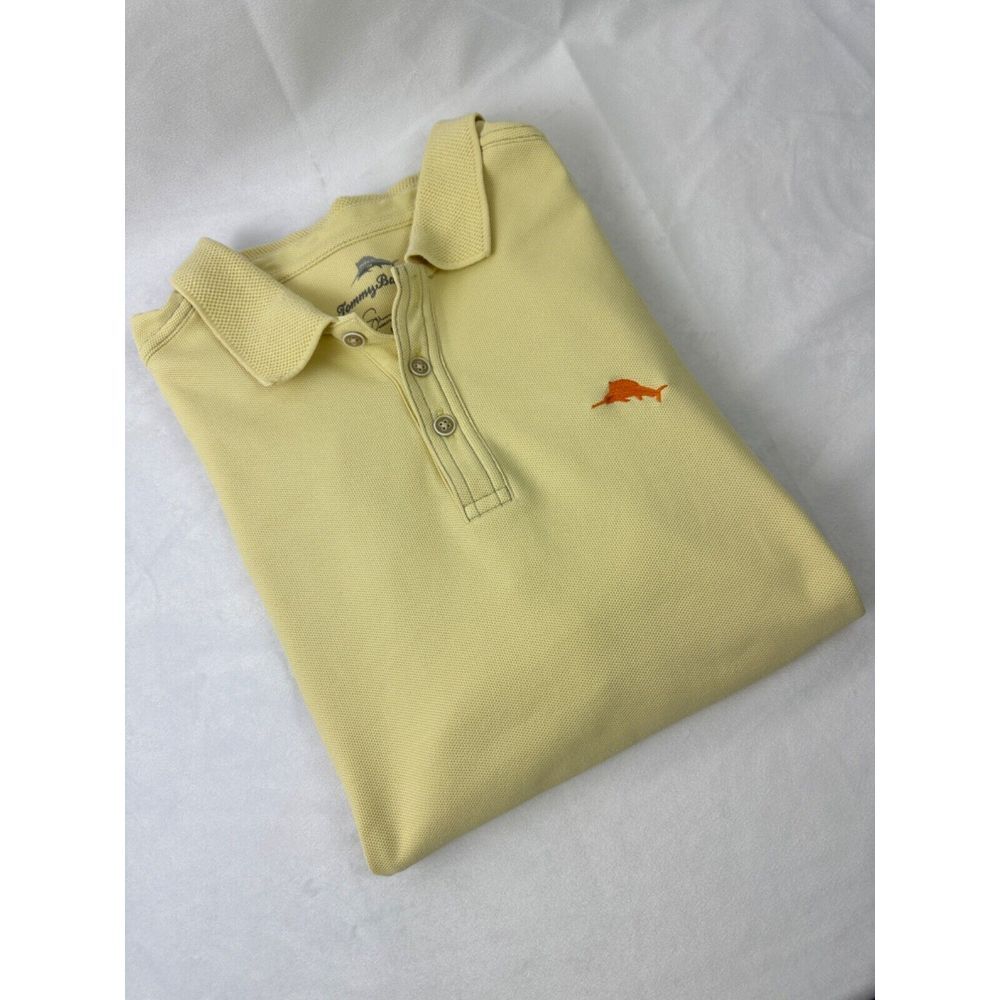 Tommy Bahama Polo Shirt M/M  Yellow Supima Cotton Polyester Mens